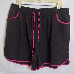 Black Women's Shorts with Pink Trim